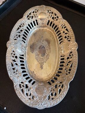 Silver‎ Plated Vintage Bread/bon-bon Dish Occupied Japan 1945-1952